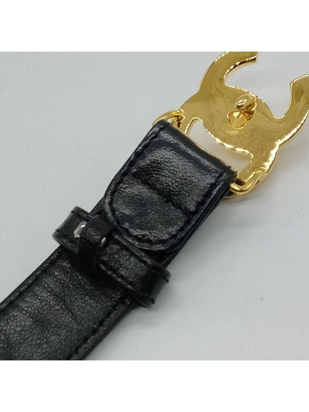 Chanel Belt Black Gold Leather 700-060225 - Picture 6 of 8